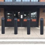 Black 6-inch Skyline Decorative Bollard Covers used for entrance protection