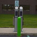 Duel Electric Vehicle Charging Stations with bollard protection