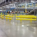 Heavy-Duty Two-Line Guardrails around a manufacturing floor