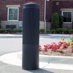 Black plastic Ribbed Decorative Bollard Cover