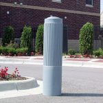 Light gray plastic Ribbed Decorative Bollard Cover