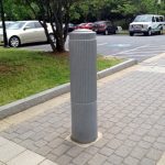 Gray plastic Ribbed Decorative Bollard Cover