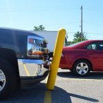 Flexible Bollard showing off strength and flexibility when contacted by a vehicle