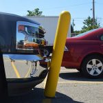 Flexible Bollard showing off strength and flexibility when contacted by a vehicle