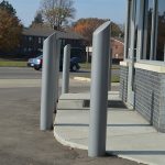 6-inch Skyline Decorative Bollard Covers used for storefront protection