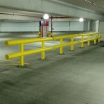 Heavy-Duty Two-Line Guardrails used for protection in a parking garage